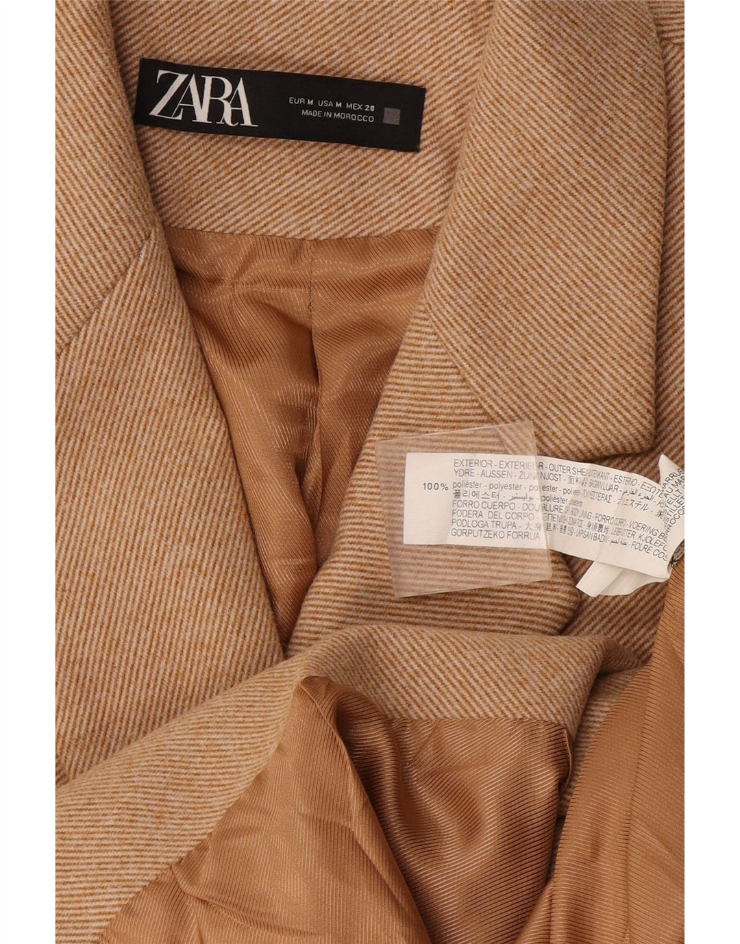 Cappotto doppiopetto da donna Zara UK 14 Poliestere beige medio