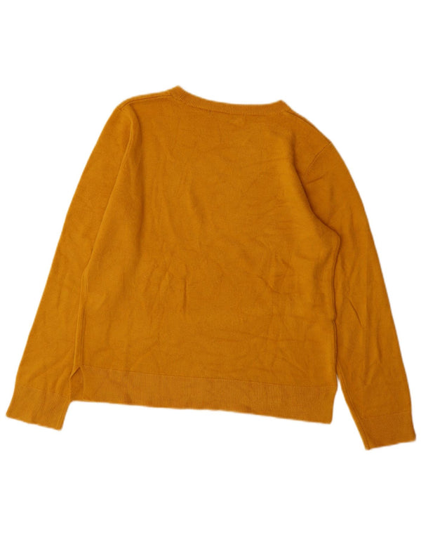 Maglione maglione con scollo a barca da donna Marks & Spencer UK 10 piccolo acrilico giallo