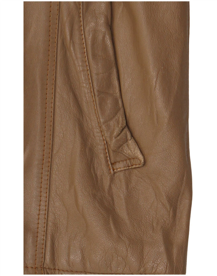Giacca in pelle vintage da donna UK 14 Marrone medio