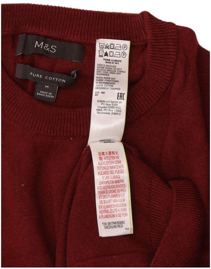 Maglione maglione girocollo da uomo Marks & Spencer in cotone marrone medio medio