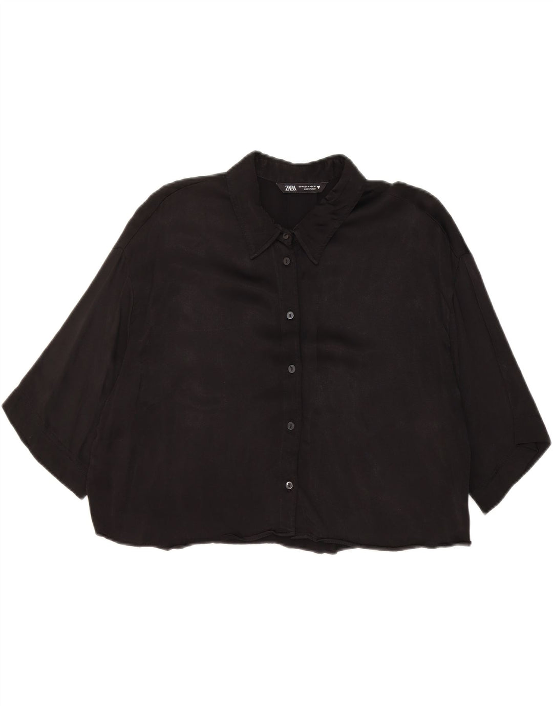 Zara Donna, Camicetta Corta Oversize con Maniche a 3/4 UK 14 Media Nera
