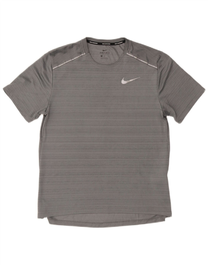 T-shirt Nike da uomo Dri Fit in poliestere a righe grigio medio