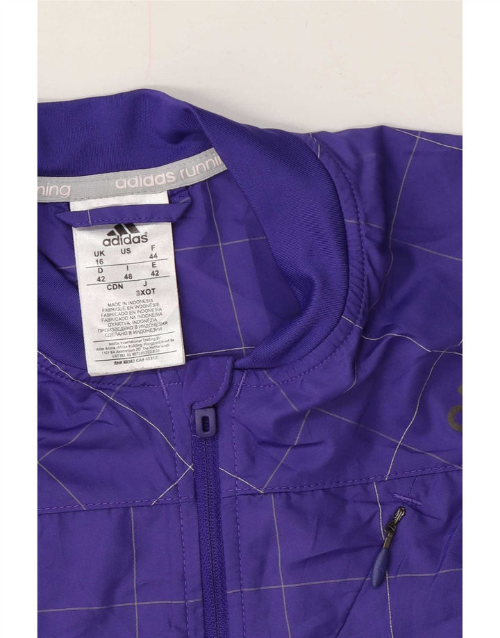 Giacca da ginnastica da donna Adidas UK 16 Large Purple Check Poliestere
