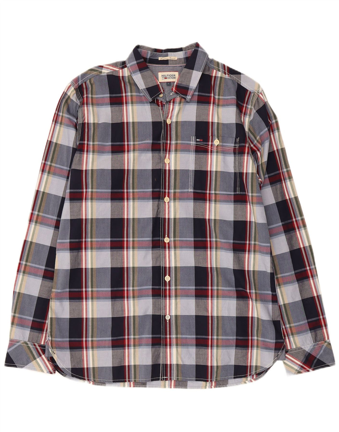 Camicia da uomo Tommy Hilfiger grande cotone a quadri blu navy