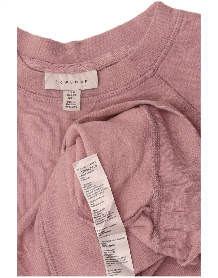 Topshop Felpa oversize da donna Maglione UK 8 Piccolo Cotone rosa
