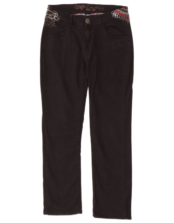 Pantaloni casual dritti da donna DESIGUAL W28 L26 cotone nero