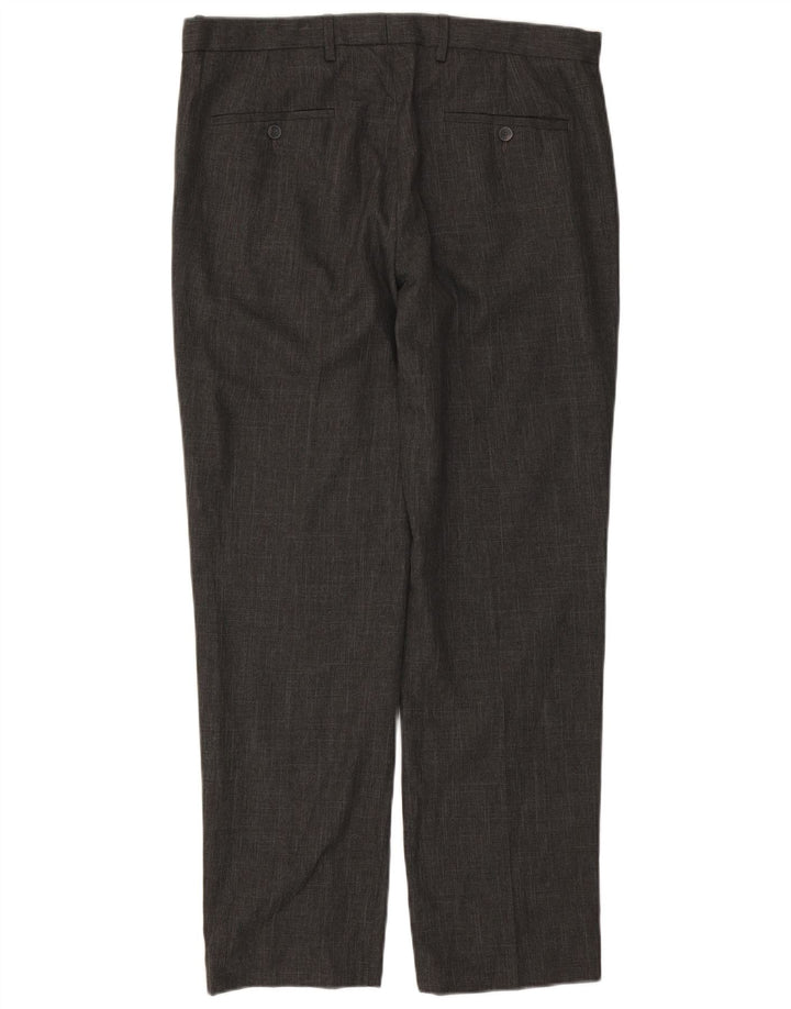 MARKS & SPENCER Pantaloni da abito dritti da uomo W36 L31 Poliestere grigio