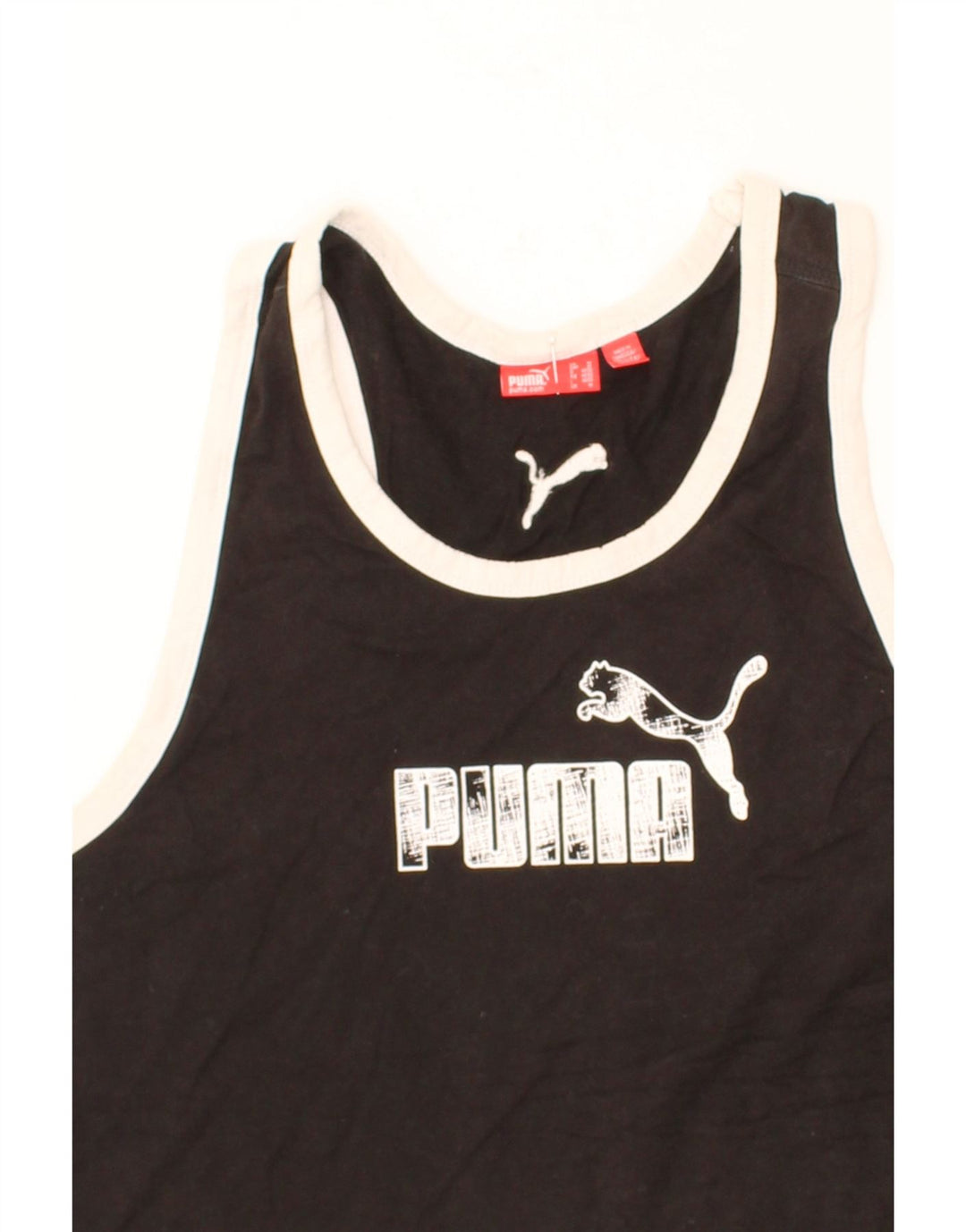 PUMA Womens Graphic Vest Top UK 14 Medium Black Cotton Vintage Puma and Second-Hand Puma from Messina Hembry 