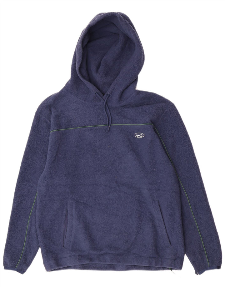 Maglia in pile con cappuccio Nike da uomo grande in poliestere blu navy