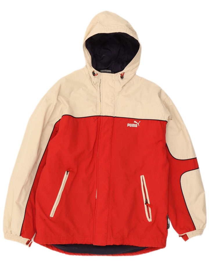 Giacca a vento con cappuccio da uomo Puma UK 38 Medium Red Colourblock