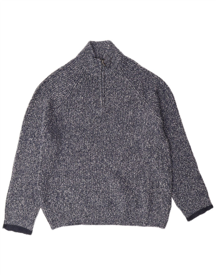 MARKS & SPENCER Maglione da uomo con zip e collo grande classico blu screziato