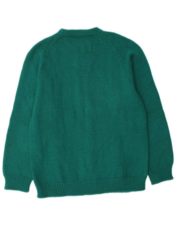 Maglione maglione girocollo da uomo vintage verde medio
