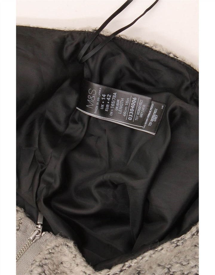 Minigonna da donna Marks & Spencer UK 14 Large W34 Poliestere chiazzato grigio