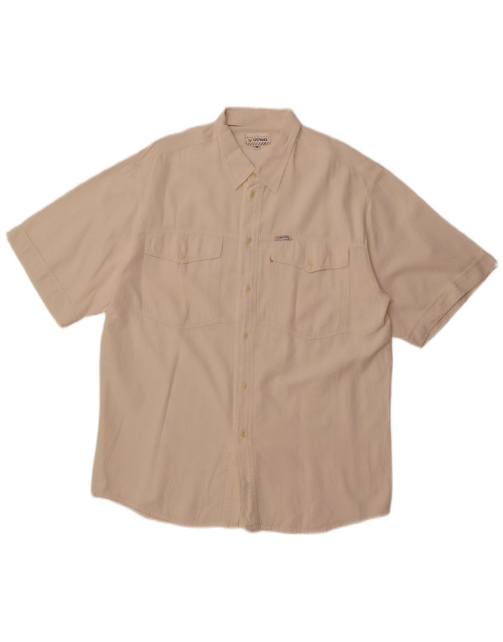Camicia da uomo a maniche corte Stefanel in cotone bianco medio
