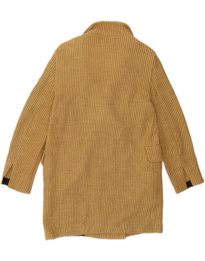 Cappotto doppiopetto lavorato a maglia Zara da donna UK 10 piccolo cotone giallo
