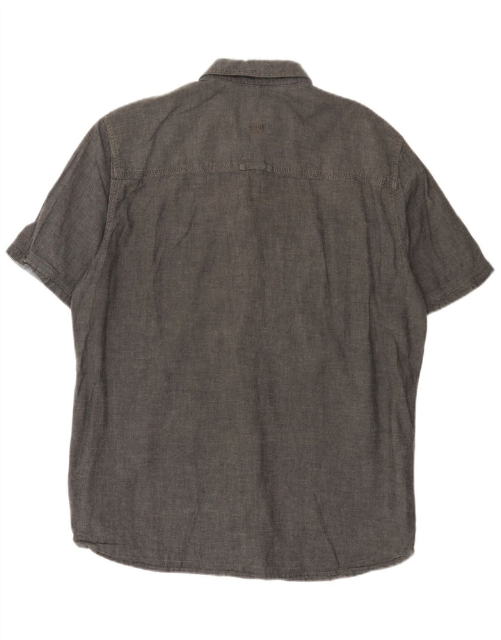 Camicia da uomo a maniche corte dal taglio classico Fat Face in cotone grigio medio