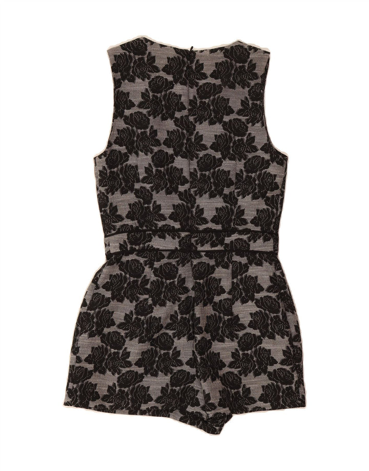 WAREHOUSE Womens Sleeveless Playsuit UK 8 Small  Grey Floral Polyester Vintage Warehouse and Second-Hand Warehouse from Messina Hembry 