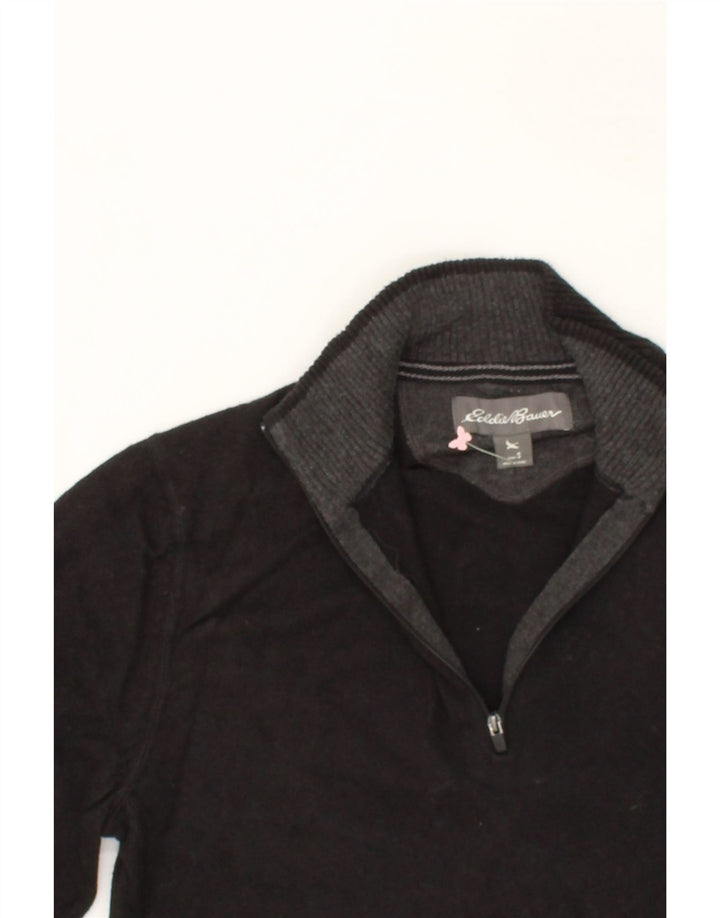 EDDIE BAUER Mens Zip Neck Jumper Sweater Small Black Cotton Vintage Eddie Bauer and Second-Hand Eddie Bauer from Messina Hembry 