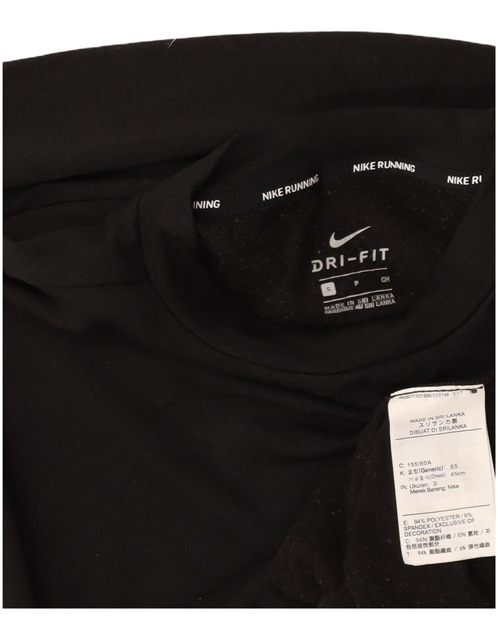 NIKE Top da corsa oversize da donna a maniche lunghe UK 10 Small Nero Poliestere