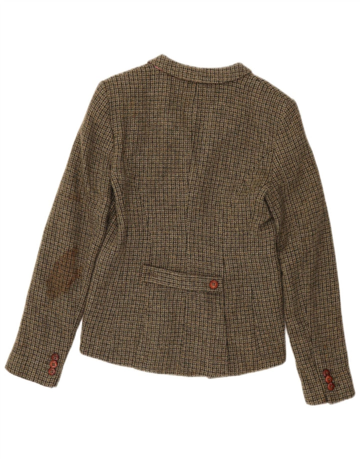 Giacca blazer a 3 bottoni da donna Jack Wills UK 10 piccola lana pied de poule kaki