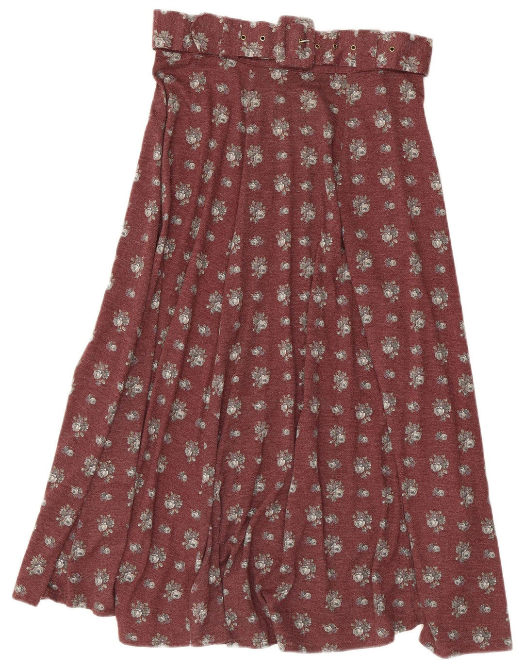 Gonna svasata da donna vintage IT 44 media W30 bordeaux floreale
