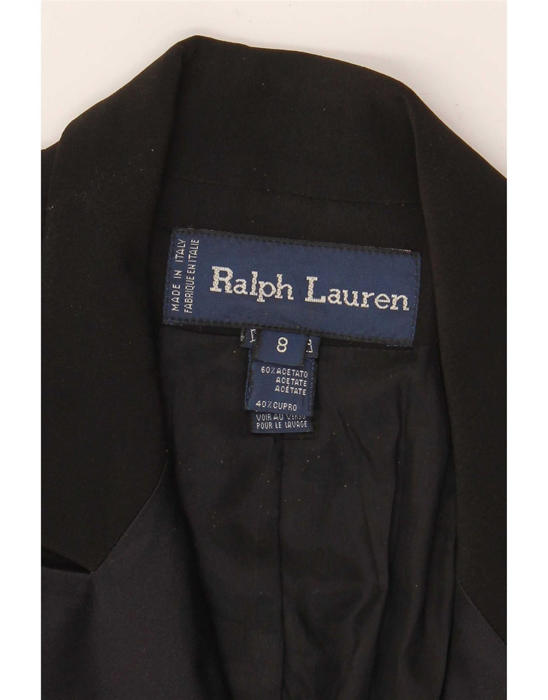 Cappotto doppiopetto da donna Ralph Lauren US 8 medio acetato nero