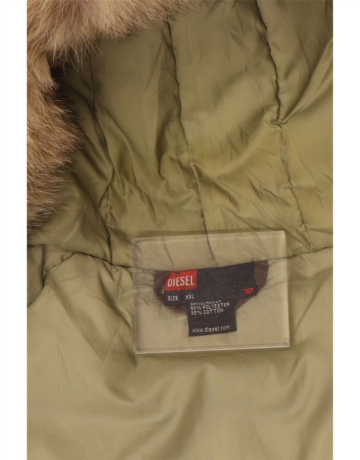 DIESEL Cappotto imbottito con cappuccio da uomo UK 44 2XL Poliestere marrone