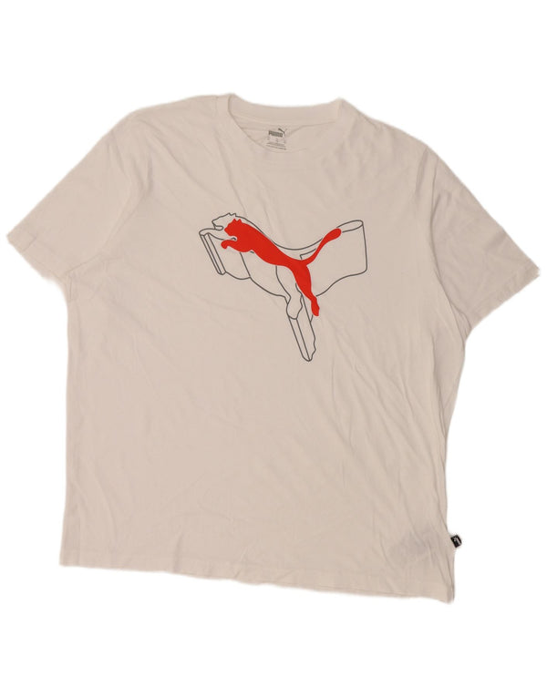 T-shirt grafica da uomo Puma Top XL in cotone bianco