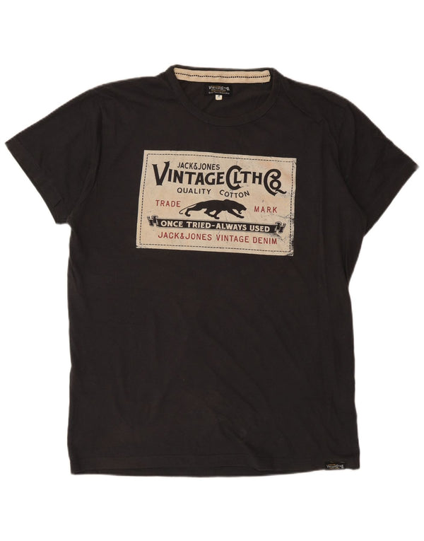 T-shirt grafica da uomo Jack & Jones Top in cotone grigio medio