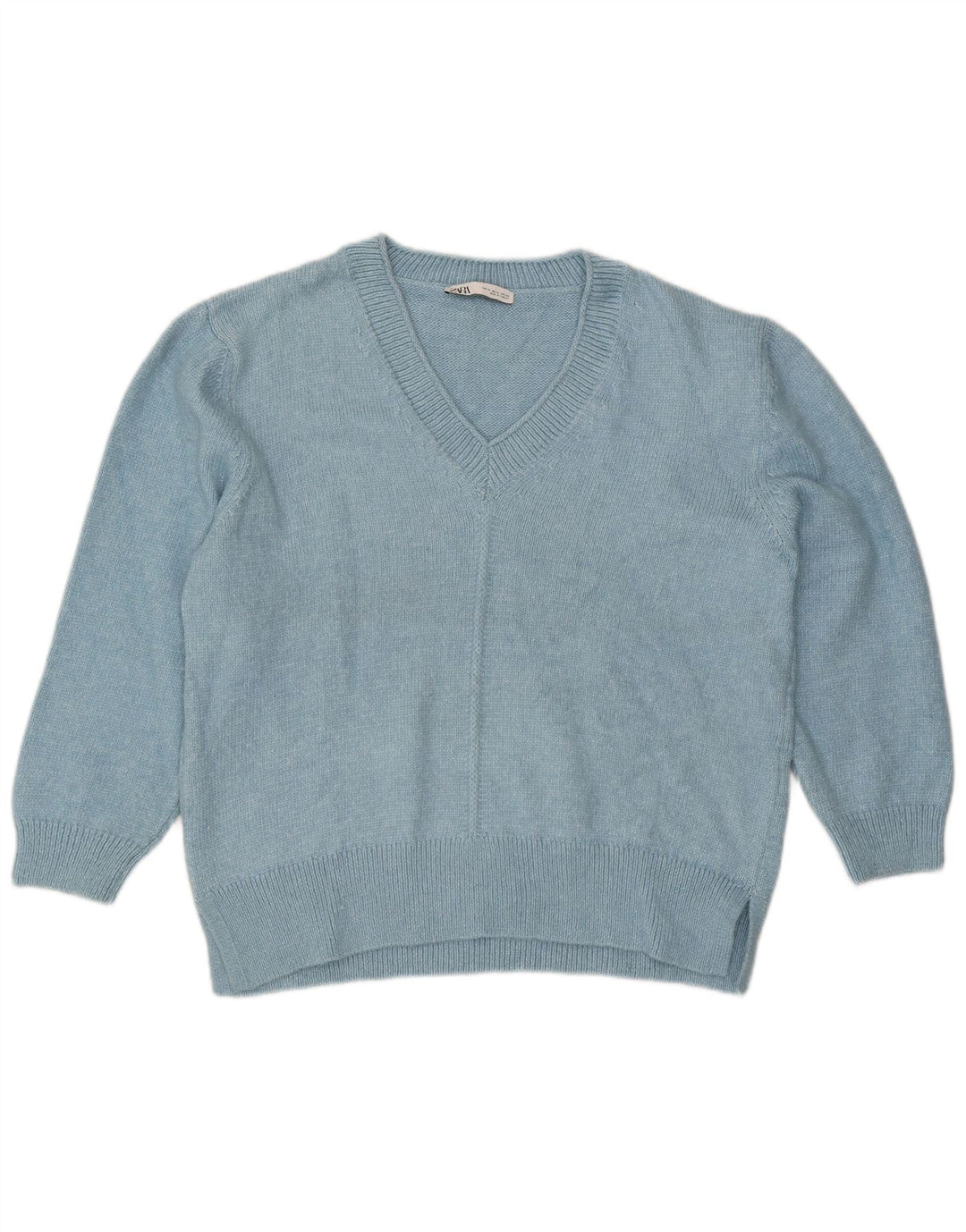 Maglione maglione oversize con scollo a V da donna Zara UK 18 XL Blu