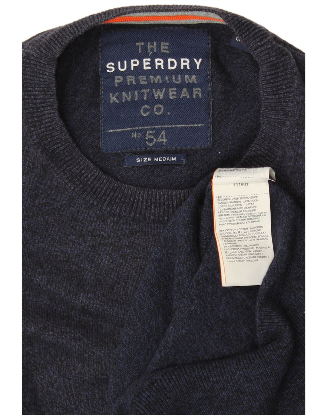 Maglione da uomo girocollo SUPERDRY in cotone blu navy medio