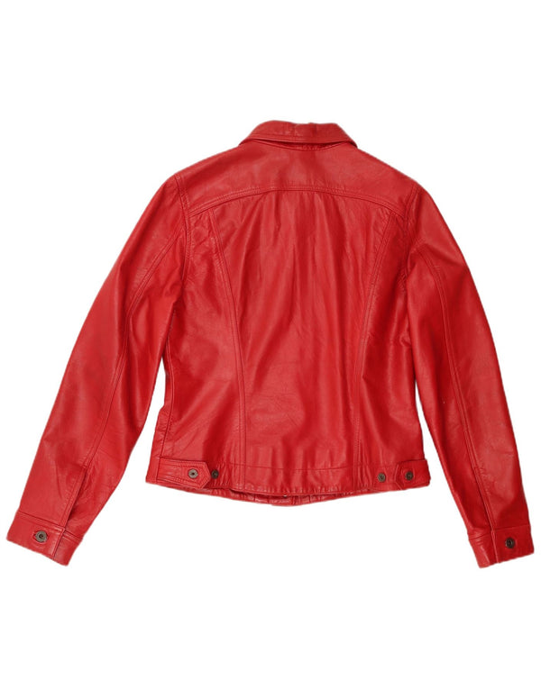 Giacca in pelle da donna Stradivarius UK 14 grande in pelle rossa