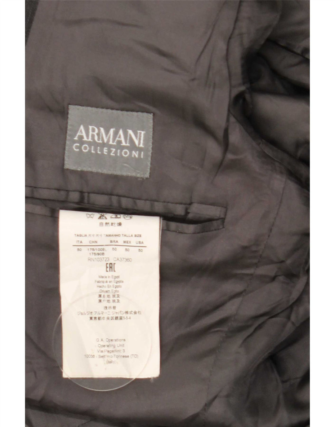 Giacca blazer da uomo a 2 bottoni Armani Collezioni IT 50 Large in lana grigia