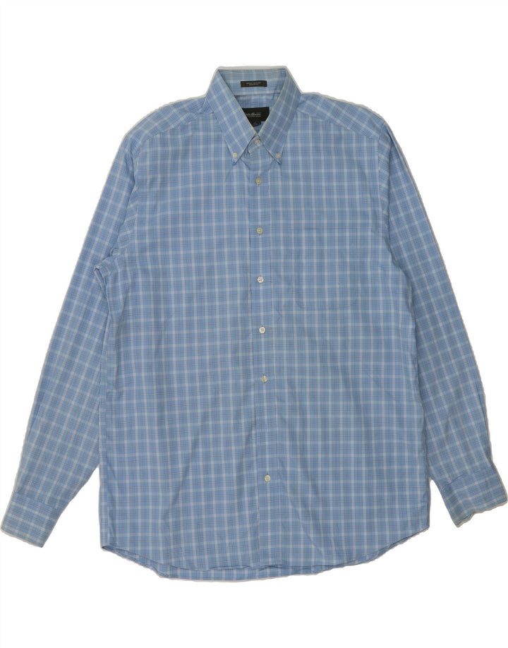 EDDIE BAUER Mens Tall Relaxed Fit Shirt Large Blue Check Cotton Vintage Eddie Bauer and Second-Hand Eddie Bauer from Messina Hembry 