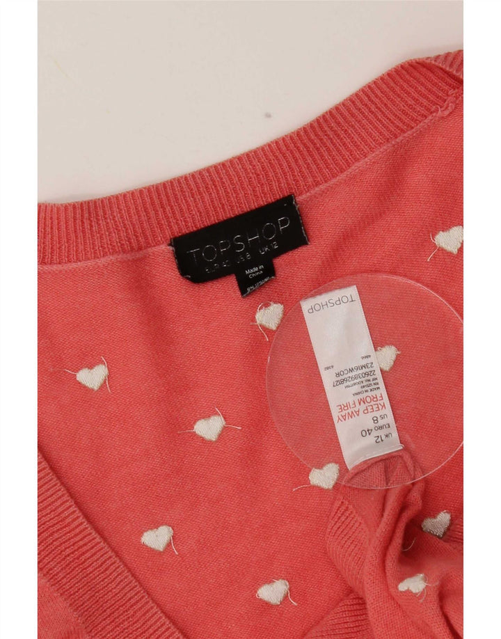 Maglione cardigan da donna con motivo astratto Topshop UK 12 Cuore rosa medio