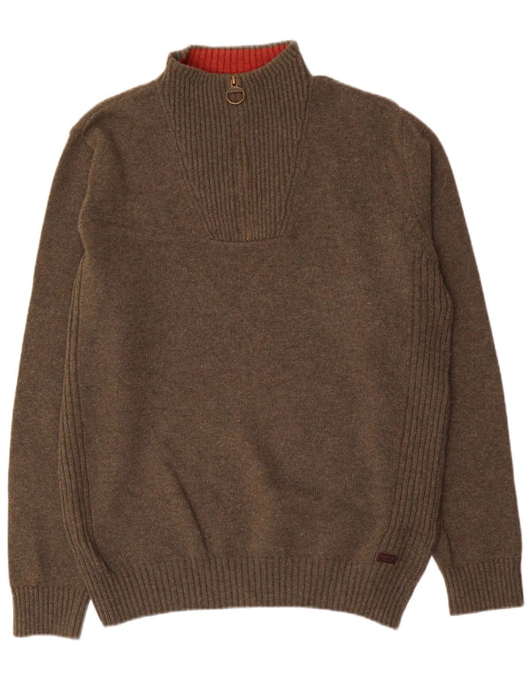 Barbour Uomo Maglione con zip sul collo Maglione grande in lana kaki