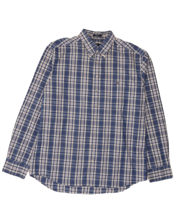 Camicia da uomo Gant Taglia 45/46 18 2XL Cotone a quadri blu