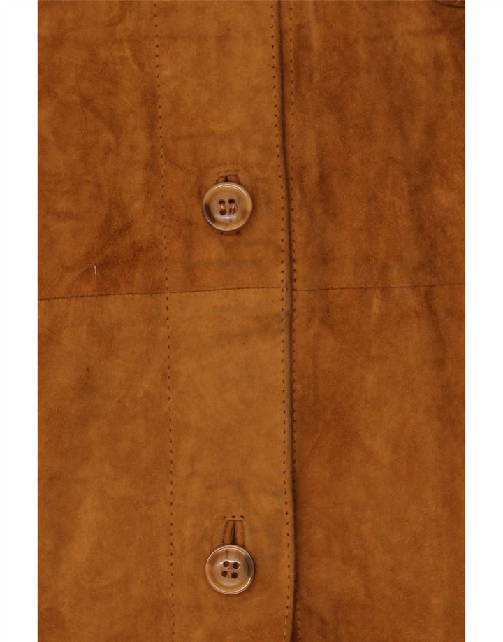 Giacca vintage in pelle scamosciata da fine settimana da donna IT 42 in pelle beige media