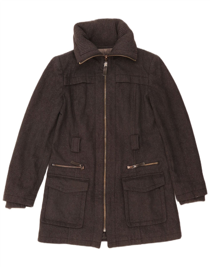 Cappotto ZARA Donna UK 14 Large Grigio Lana