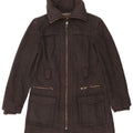 Cappotto ZARA Donna UK 14 Large Grigio Lana