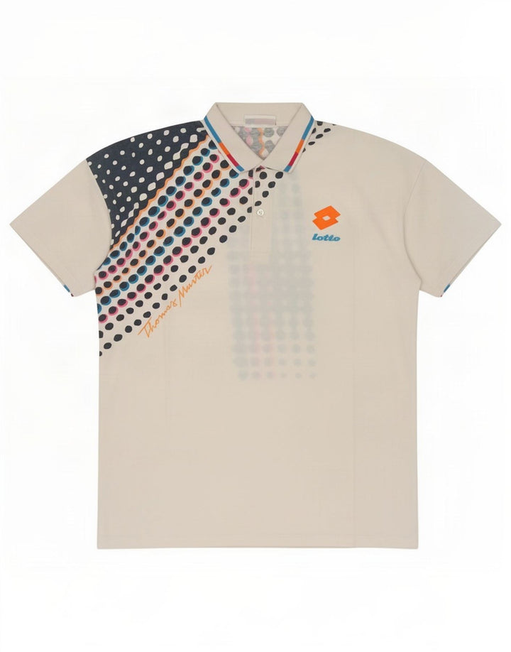 Polo da uomo Lotto Large in cotone maculato bianco