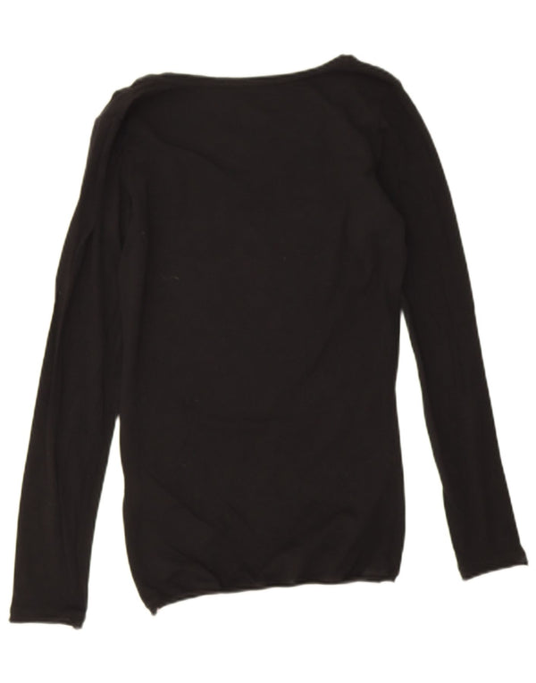 Guess Top grafico da donna a maniche lunghe UK 10 piccolo in cotone nero