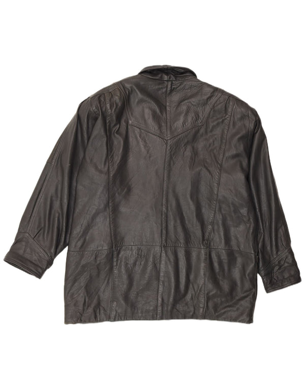 Giacca in pelle vintage da donna EU 48 2XL Nera