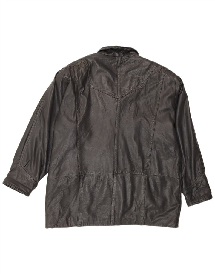 Giacca in pelle vintage da donna EU 48 2XL Nera