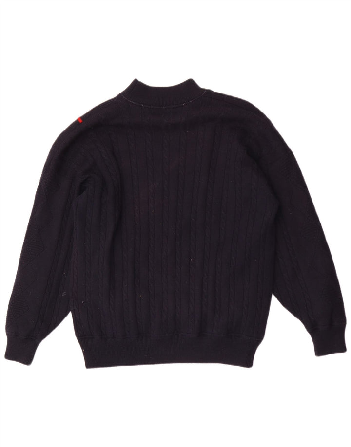 Maglione da uomo Pringle a collo alto, maglione grande, in lana a righe blu navy