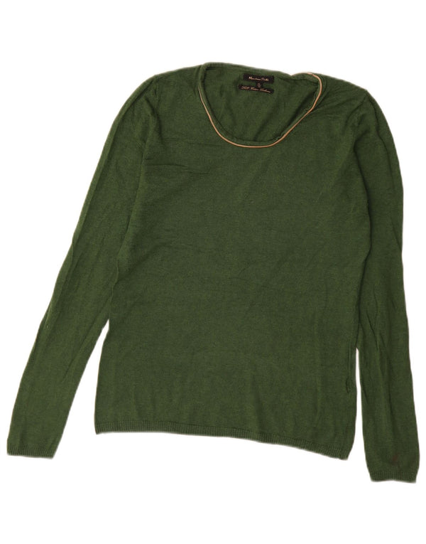 Massimo Dutti Maglione da donna con scollo a barchetta UK 12 Seta verde medio