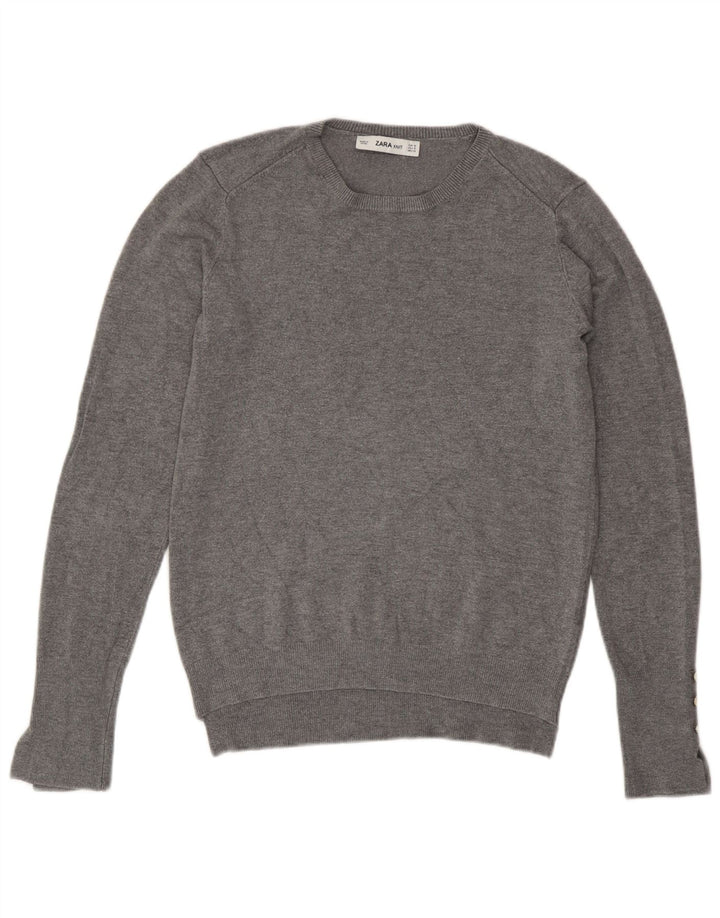 Maglione maglione girocollo da donna Zara UK 12 Grigio medio