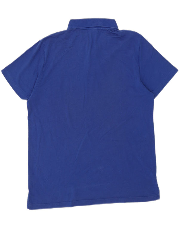 Puma Mens Polo Shirt Large Blue Striped Cotton