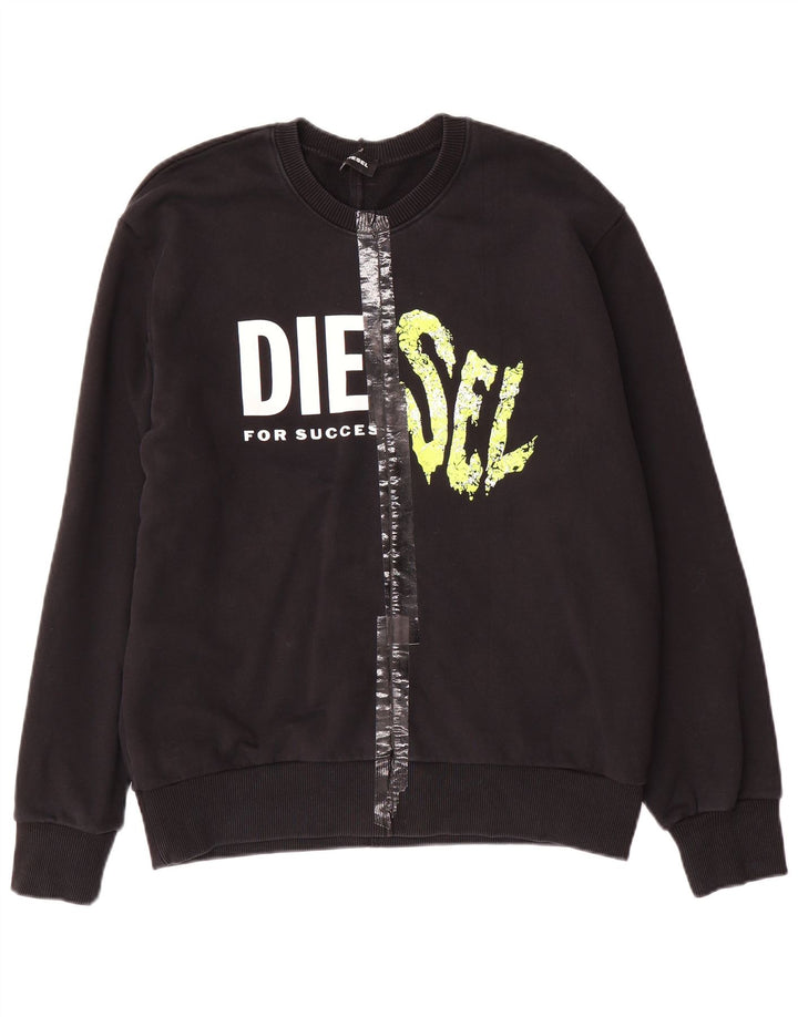 Diesel Felpa con grafica per ragazzi Maglione 15-16 anni in cotone nero