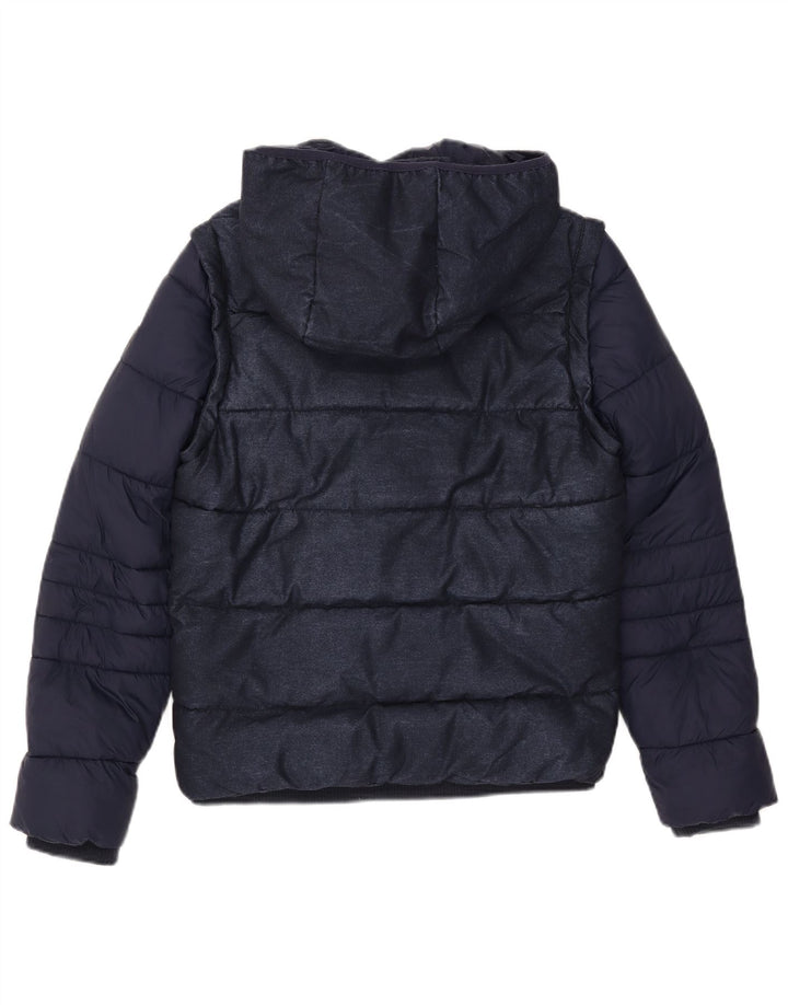 Guess Giacca imbottita con cappuccio da uomo UK 36 Small Poliestere blu navy